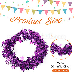 ПВХ блестящая металлическая гирлянда со звездами и железной проволокой&nbsp;AJEW-TAC0034-08C