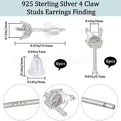 Антикоррозийные 3 пара 925 серьги-гвоздики из стерлингового серебра с родиевым покрытием STER-BBC0005-67B
