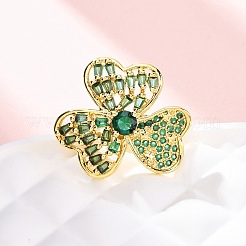 Регулируемые манжеты-кольца из латуни с микропаве из кубического циркония для женщин RJEW-U053-05G