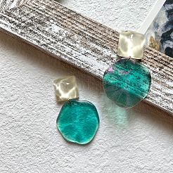 アクリルスタッドダングルイヤリング  長方形のナゲット  ライトシーグリーン  40mm&nbsp;WG5CC9B-01