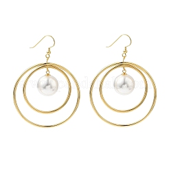 Серьги-подвески из искусственного жемчуга с гальваническим покрытием из нержавеющей стали 304 EJEW-Z129-04G