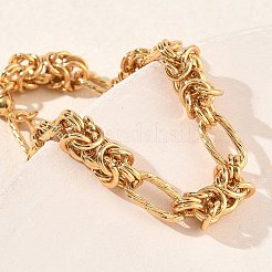 ユニセックス 304ステンレススチール製ビザンチンチェーンブレスレット  イオンプレーティング（ip）  ゴールドカラー  6.69インチ（17cm）&nbsp;BJEW-G790-07G