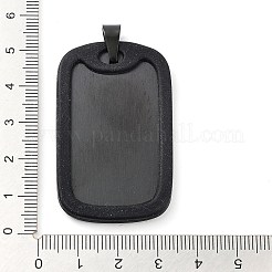 304ステンレススチール製ビッグペンダント  長方形チャーム  ブラック  52x31.50x3.80mm  穴：5x6.5mm&nbsp;STAS-R225-07A-EB