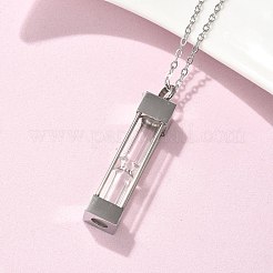 Стеклянные песочные часы прямоугольник питомец мемориал памятная урна прах кулон ожерелья&nbsp;NJEW-P326-01P