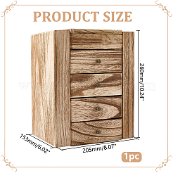 Cajas organizadoras de joyas de madera de gran capacidad de múltiples capas con espejo y 4 cajón&nbsp;CON-WH0117-02