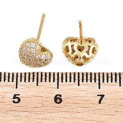 Messing Micro Pave klare Zirkonia Ohrstecker&nbsp;EJEW-G471-31G-03