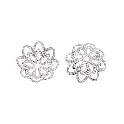 変色しにくい304ステンレススチールのファンシービーズキャップ  花  マルチ花弁  ステンレス鋼色  10x4mm  穴：1mm&nbsp;STAS-F040-28-P
