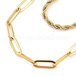 Двухслойные цепочки-скрепки и веревочные цепочки из нержавеющей стали 304 для женщин NJEW-G140-01A-G