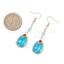 Серьги-капли из бисера ручной работы из стекла&nbsp;EJEW-MZ00576-03