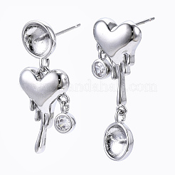 Серьги-гвоздики с прозрачным кубическим цирконием из латуни с микропаве&nbsp;KK-N216-409P