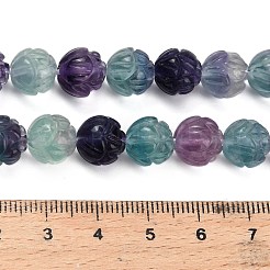 Нити резных бусин из натурального флюорита G-L634-J04-B02