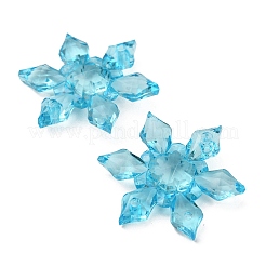 クリスマス透明アクリル コネクタ チャーム  スノーフレークリンク  ダークターコイズ  28.5x25x6.5mm  穴：2mm&nbsp;OACR-WH0037-02C-03