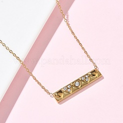 Ожерелья с подвесками из нержавеющей стали 304 со стразами для женщин&nbsp;NJEW-B150-01G-01