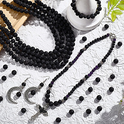 5 нити натуральных круглых бусин из лавового камня G-LT0001-02C-02