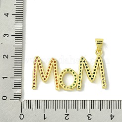 母の日 本物の 18K ゴールドメッキ真鍮マイクロパヴェキュービックジルコニアペンダント  カドミウムフリー＆ニッケルフリー＆鉛フリー  ワードママ  カラフル  19x33.5x2mm  穴：5x3.5mm&nbsp;KK-H472-06C-G02
