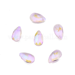 ポインテッド バック電気メッキ ファセット ガラス ペンダント  ティアドロップ  ピンク  16x9x5mm  穴：1.2mm&nbsp;EGLA-N006-054