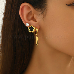 3 пара серег из нержавеющей стали с цветами и перьями VA9717