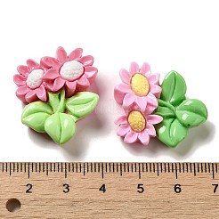 Cabujones decodificados de resina opaca con tema floral&nbsp;X-RESI-C044-02