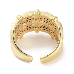 Покрытие стойки латунь паве прозрачный кубический цирконий открытые манжеты кольца&nbsp;RJEW-M172-09G