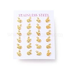 Маленькие серьги-гвоздики в форме лебедя из нержавеющей стали 304 с булавками из нержавеющей стали 316 для женщин&nbsp;EJEW-J043-14G