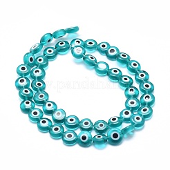 Handmade bösen Blick lampwork flache runde Perle Stränge&nbsp;LAMP-L058-6mm-11