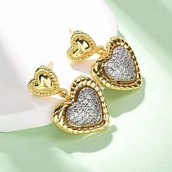 Серьги с подвесками из латуни с прозрачным фианитом и прозрачным фианитом EJEW-D322-01G