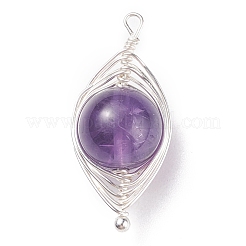 Подвески из натурального камня с медной проволокой&nbsp;PALLOY-JF01377-01