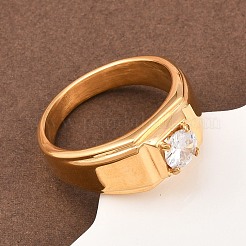 Кольца из нержавеющей стали 304 с микропаве из кубического циркония&nbsp;RJEW-D336-08G