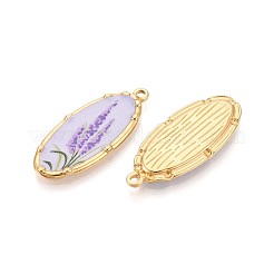 Ovaler Anhänger aus Edelstahl 304 im bedruckten Stil mit Blumenmuster&nbsp;STAS-T071-27E-G