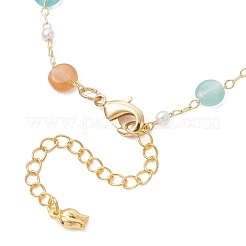 Разноцветные браслеты из бусин кошачий глаз и пластикового жемчуга для женщин&nbsp;BJEW-JB12971