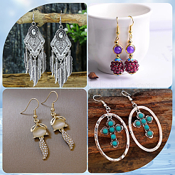 200 шт. 2 цветных латунных крючка для серег KK-SP0001-43