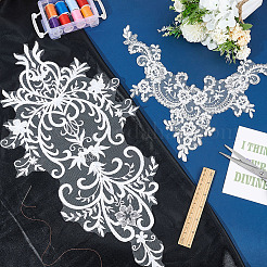 2 шт. отделка воротника из полиэстера с компьютерной вышивкой в 2 стилях AJEW-BC0007-06