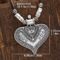 Ожерелья из цветочного сплава в форме сердца из пластика ccb и черного коровьего шнура для женщин&nbsp;FS-WG0AF62-01