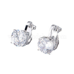 Серьги-клипсы из латуни с фианитом WGE68B6-01