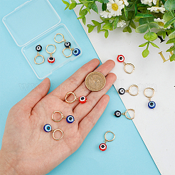 6 пара 3-х стилевых сережек-колец из смолы с изображением сглаза&nbsp;EJEW-AR0001-05