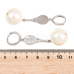 Orecchini pendenti a cerchio in ottone con micro pavé di zirconi cubici&nbsp;EJEW-G471-34P