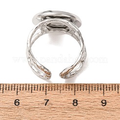 ハンマー仕上げの304ステンレススチール製カフリング部品  ラウンドパッドリングセッティング  ステンレス鋼色  13~18mm  18mm  トレイのサイズ：16mm&nbsp;SA-CBAC0DF-02E-P