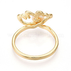 Цветочные латунные перстни RJEW-N049-01G