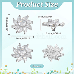 6 шт. латунные кнопки с микропаве из прозрачного кубического циркония BUTT-NB0001-99