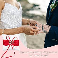 Ringkissen aus Tribute-Seide mit Polyesterband und Legierungsherz&nbsp;DIY-WH0325-48C