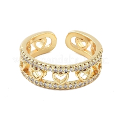 Манжеты из латуни с микро паве кубический цирконий для женщин&nbsp;RJEW-U031-01G