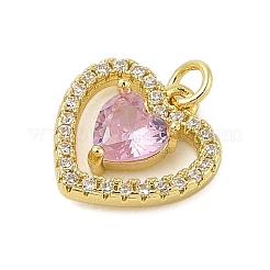 Стойка в виде сердца с латунным покрытием и подвесками из кубического циркония&nbsp;KK-Z074-51G