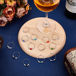 28 шт. 14-х цветные биконические стеклянные подвески для бокалов для вина&nbsp;AJEW-HY00010