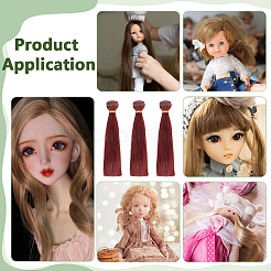 Kunststoff lange gerade Frisur Puppe Perücke Haare&nbsp;DIY-WH0656-99B