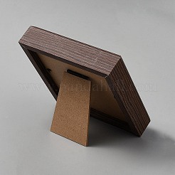 木製フォトフレームスタンド  ガラス窓付き  正方形  ココナッツブラウン  119.5x119.5x27mm&nbsp;AJEW-WH0696-532B