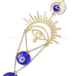 Подвесные украшения из солнечной латуни и лэмпворк ручной работы от сглаза HJEW-JM02024