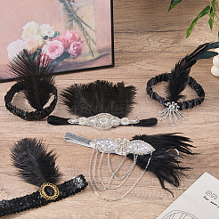 5 pieza de 5 estilos de plumas con diademas de plástico&nbsp;OHAR-WR0001-08