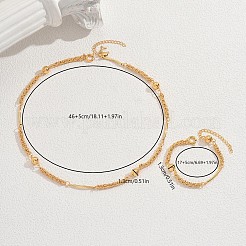 Комплекты цепочек и браслетов из латунных круглых бусин для женских вечеринок CT1854