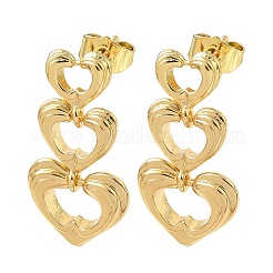 Серьги-гвоздики из латуни в форме сердца EJEW-F389-05G