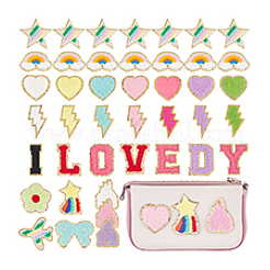 30 шт. 30 стиля полотенечная ткань компьютерная вышивка ткань приклеиваемые/пришивные заплатки DIY-PH0023-23